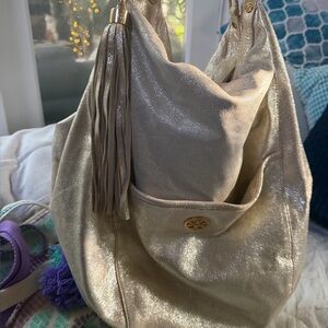 Tory Burch Metallic Gold Hobo Bag
